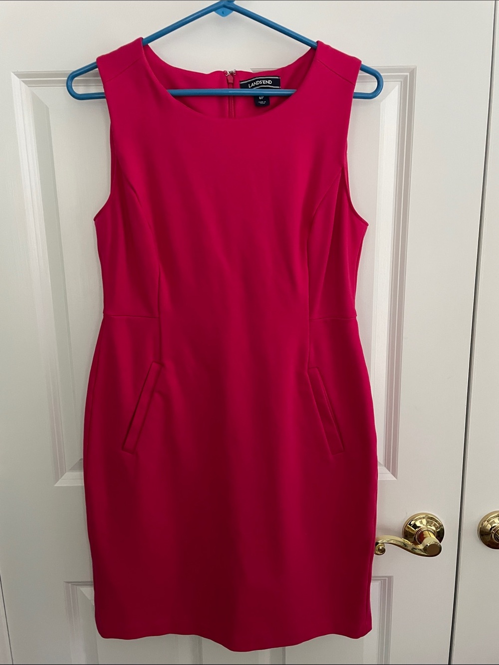 Lands' End petite Hot Pink Sleeveless Sheath Midi Dress size 6P